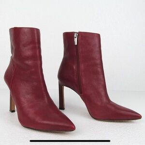 Vince Camuto Sashala Burgundy Leather Pointed Toe Ankle Boots Size 6.5